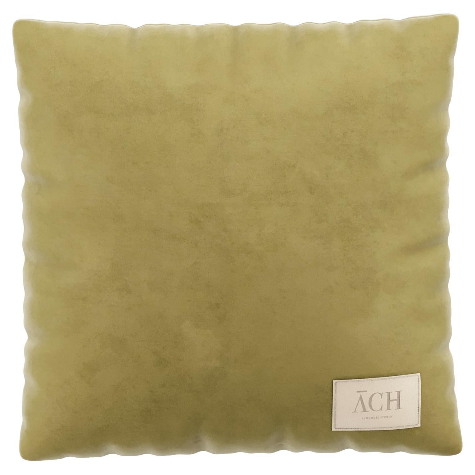 Mud Square, Green Modern Cushion Double Side in Soft Velvet