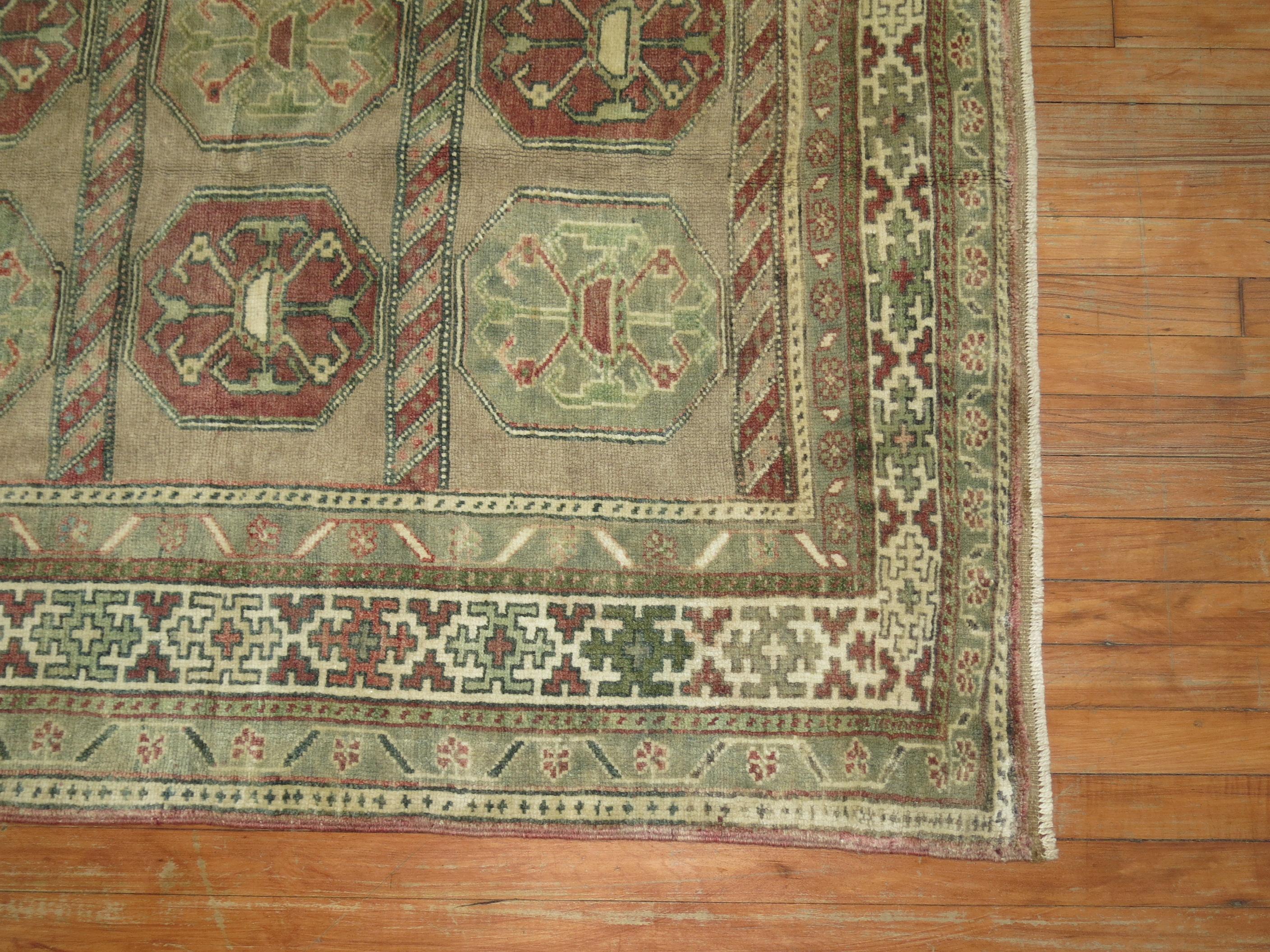Muddy Turkish Anatolian Accent Foyer Rug In Fair Condition For Sale In New York, NY