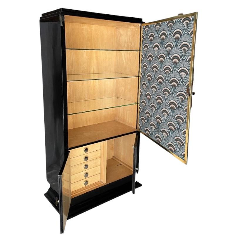 Ebonized Art Deco Bar Cabinet For Sale