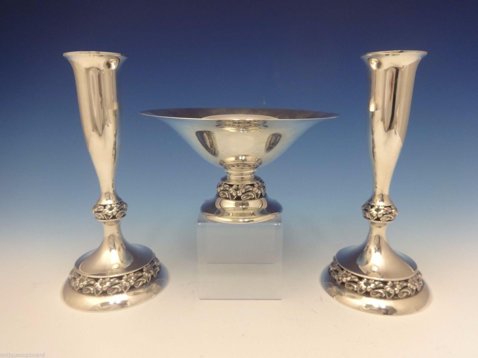 American Mueck-Carey Co. Sterling Silver Console Set 3-piece 'Two Candlesticks & Bowl'