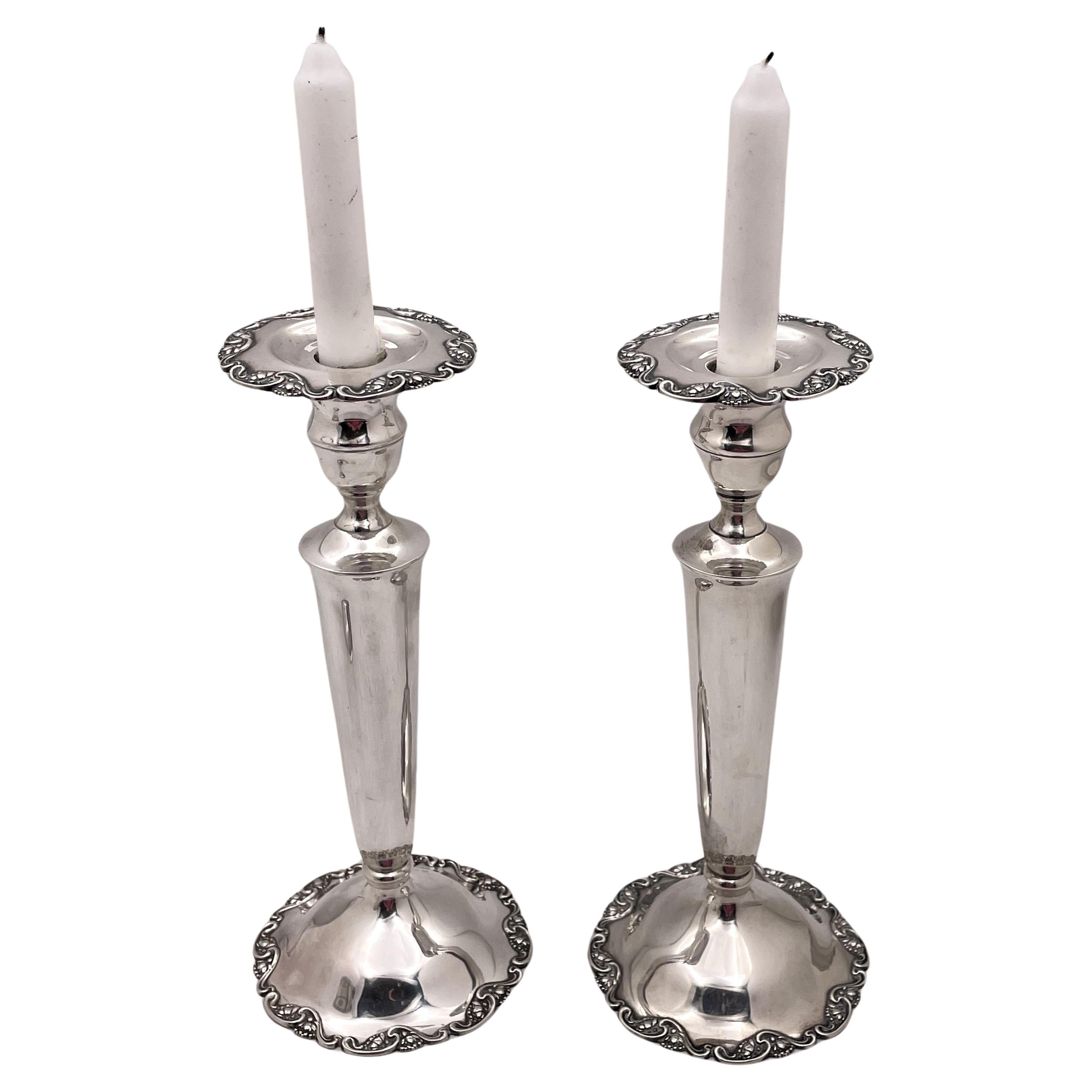 Mueck Carey Pair of Sterling Silver Candlesticks/ Shabbos Sticks For Sale