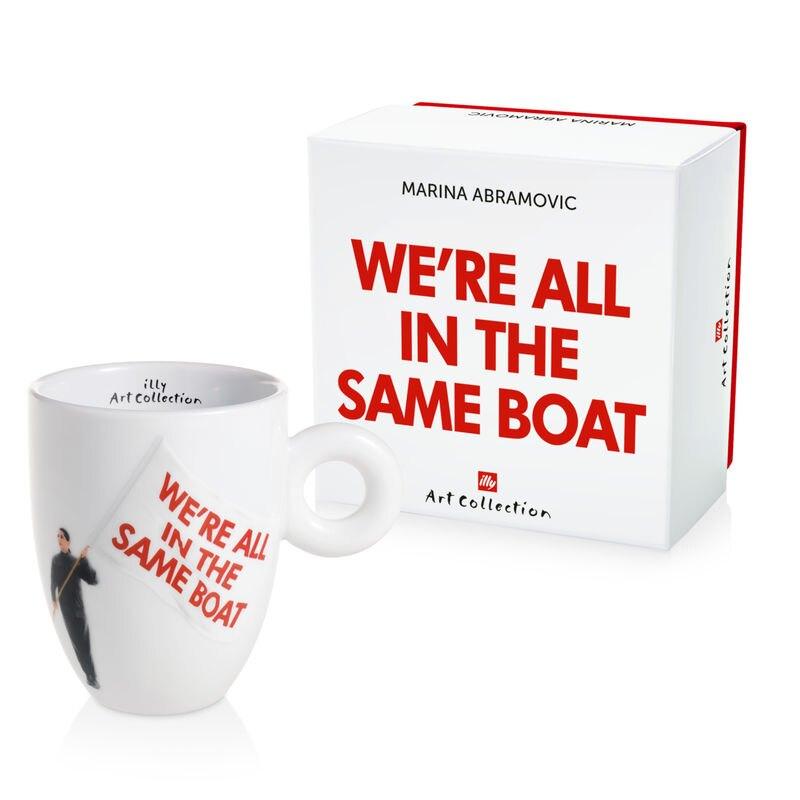 Ceramic
8.8 oz coffee / tea mug
custom gift box
microwave safe

This collectible mug from the incomparable Marina Abramovic celebrates our common struggle. The image shows the artist waving a flag with the words 
