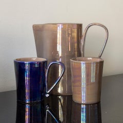 Mug in Ceramics Handmade in Italy with Shimmering Technique Called Lustro