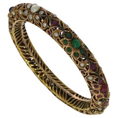 Mughal Antique Jeweled Bracelet in 14kt Yellow Gold