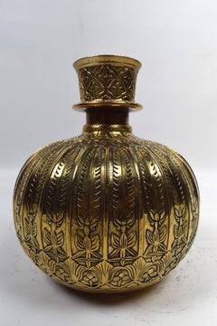 Mughal Brass Engraved Hookah Base, 20th Century