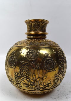 Mughal Brass Engraved Hookah Base, 20th Century