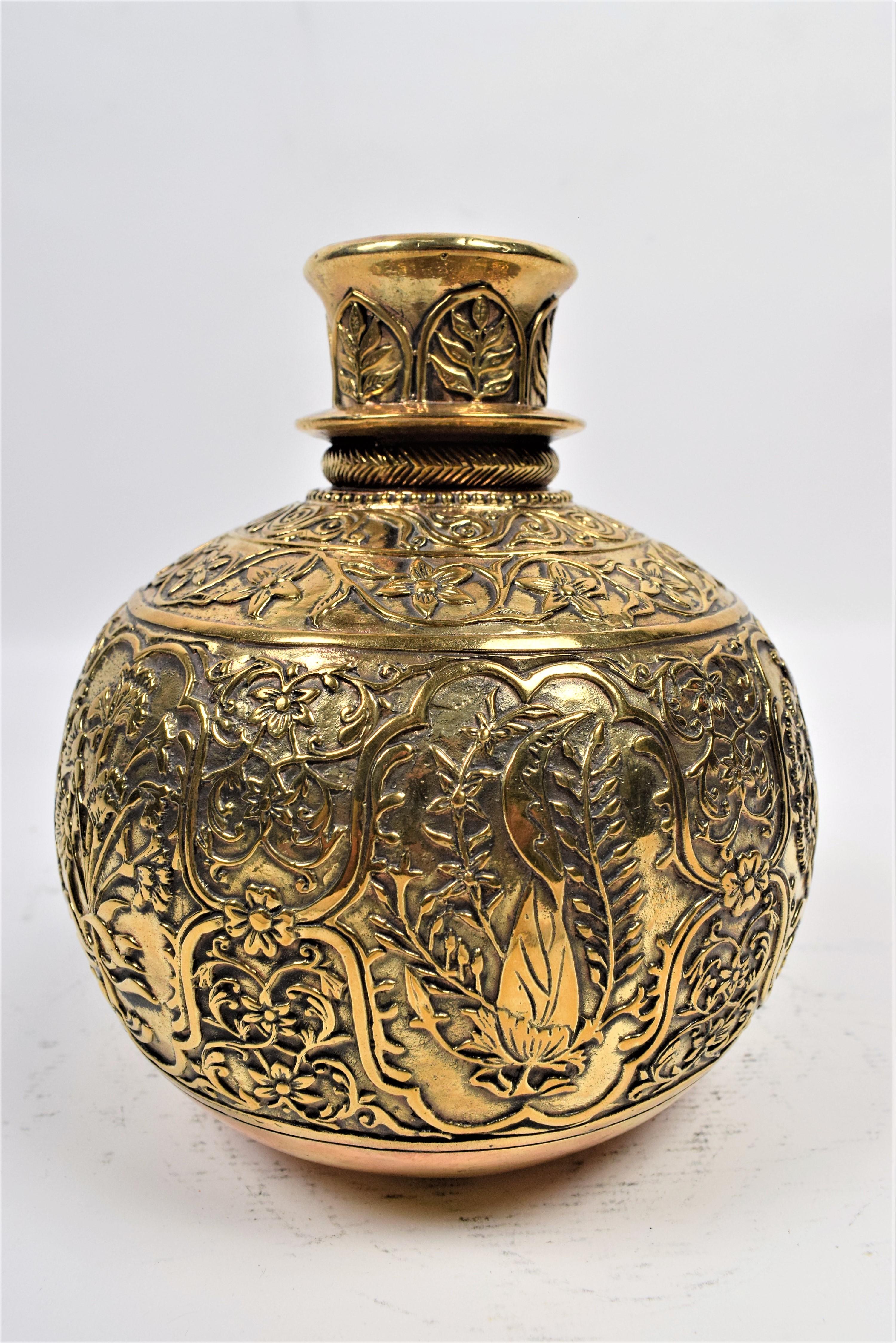Indian Mughal Brass Engraved Hookah Base, 20th Century For Sale