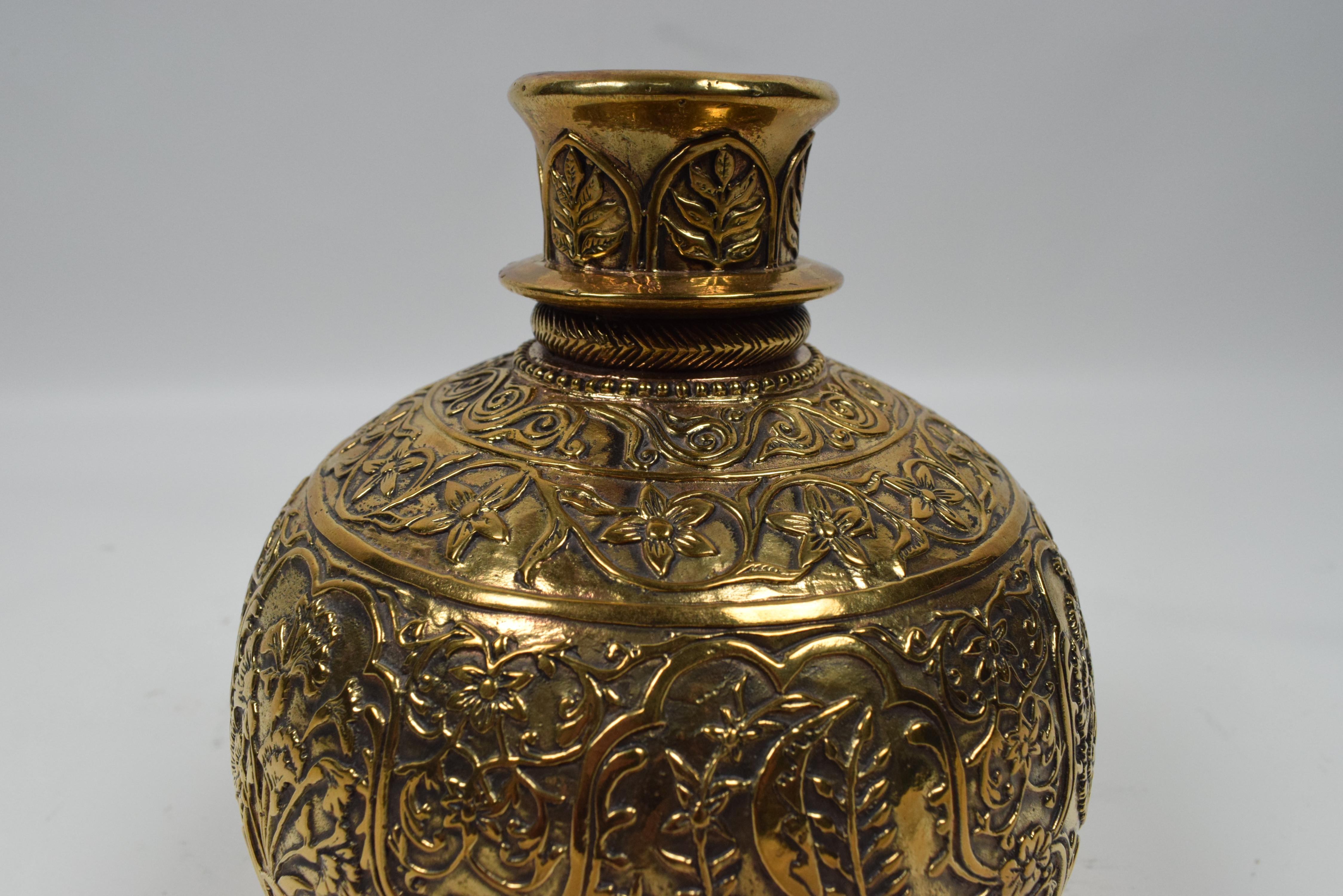 Cast Mughal Brass Engraved Hookah Base, 20th Century For Sale