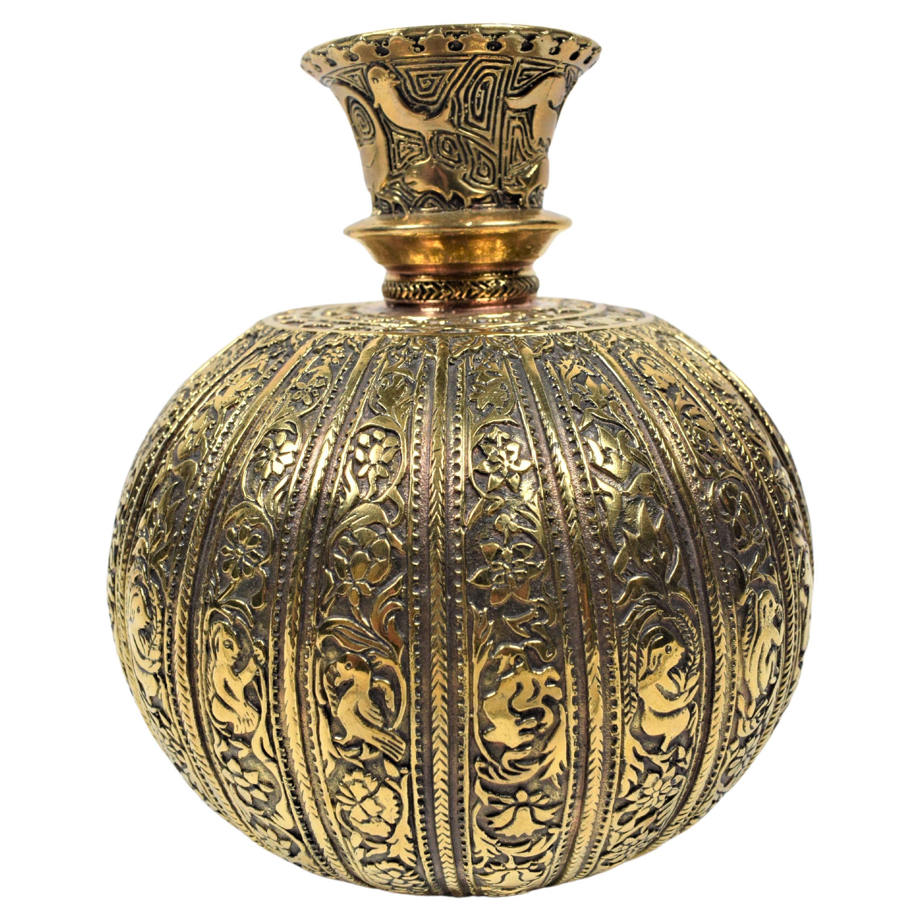 Mughal Brass Engraved Hookah Base, 20th Century