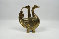 Mughal Brass Peacock Engraved Ewer, Late 19th Century