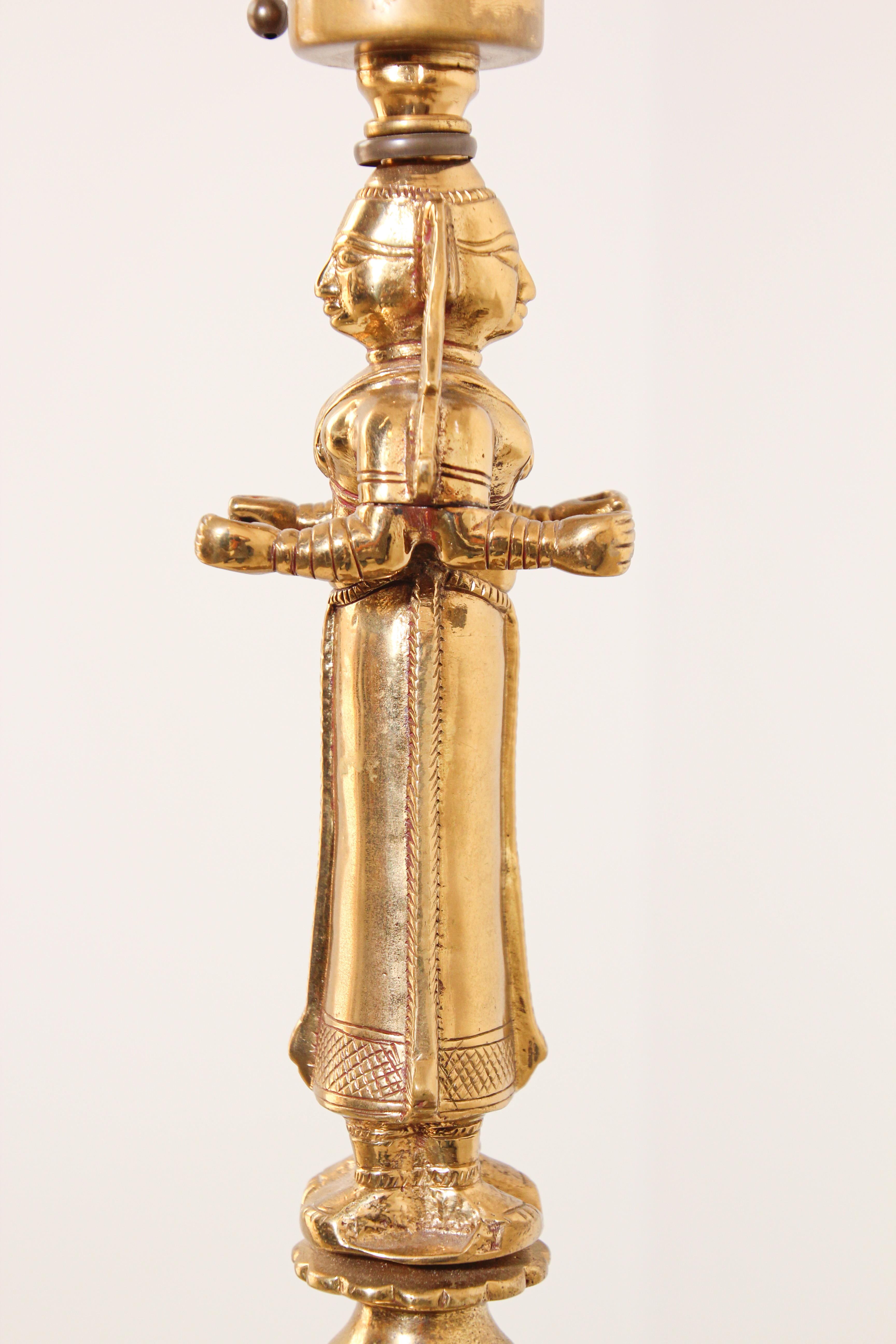 20th Century Mughal Raj Hindu Indian Brass Temple Oil Lamp