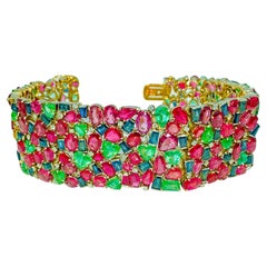 Bracelet moghol Empire : Birmanie rubis, émeraudes et saphirs