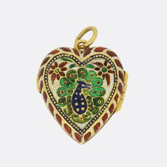 Mughal Enamelled Heart Locket Pendant
