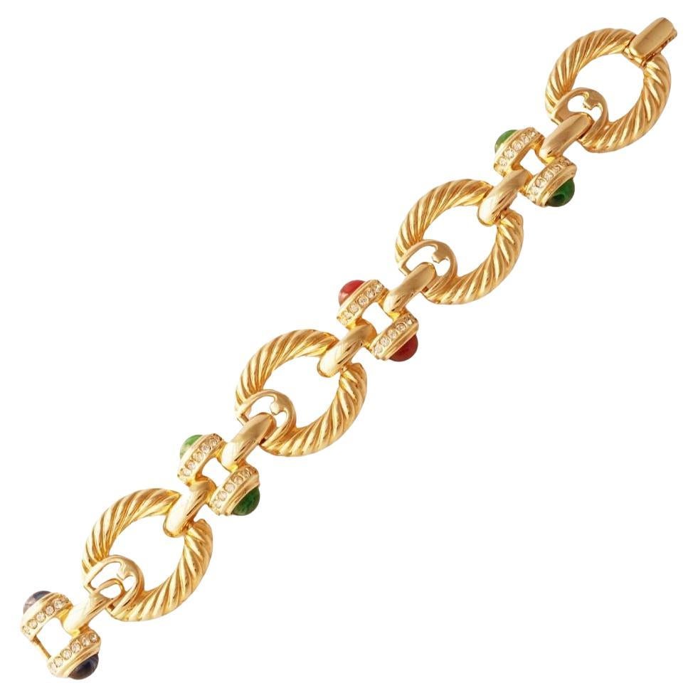 Mughal Glass Cabochon Link Bracelet By Joan Rivers, 1990s For Sale