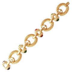 Mughal Glass Cabochon Link Bracelet By Joan Rivers, 1990s