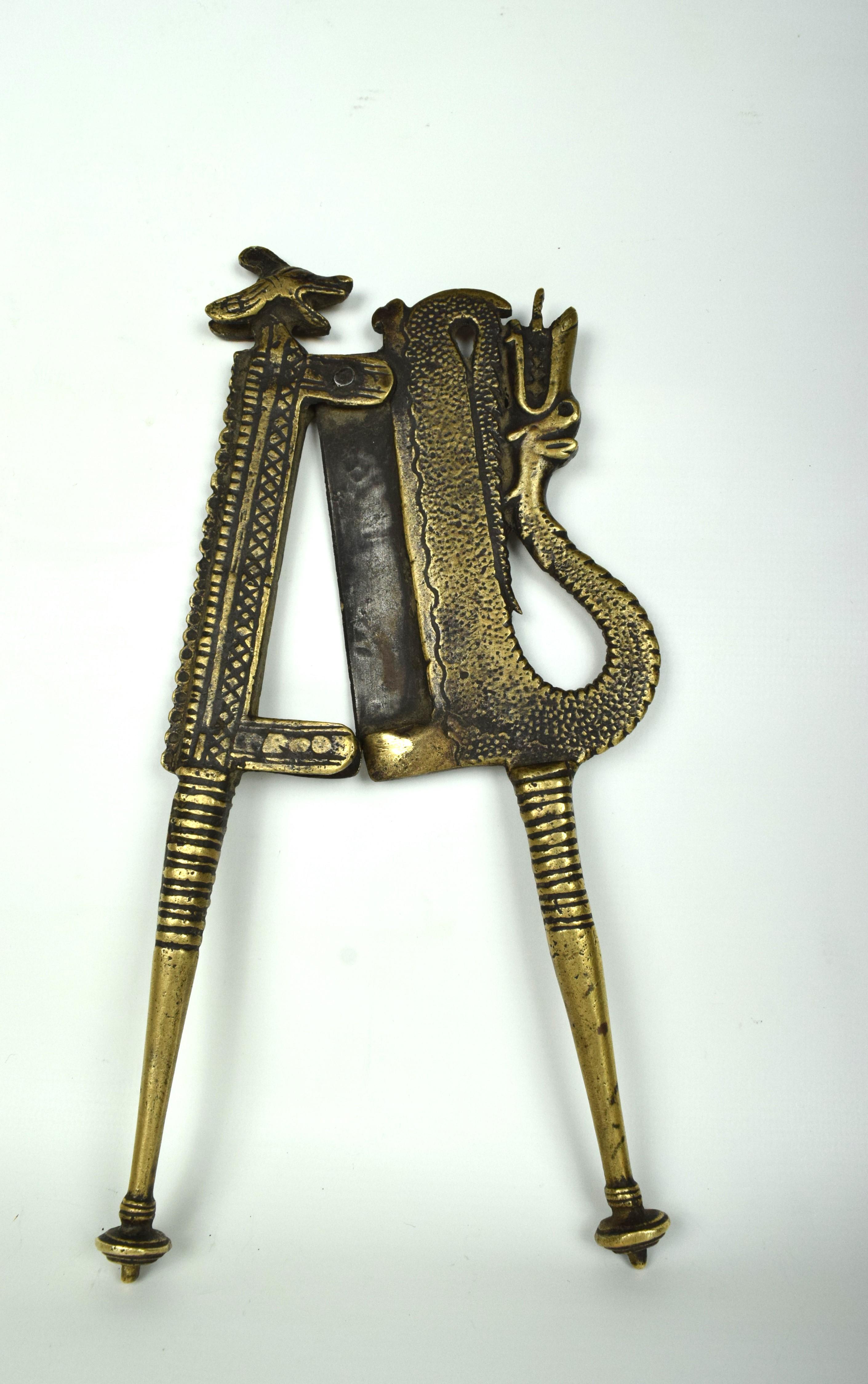 A 19th-century Mughal brass betel nut cutter, also known as a 