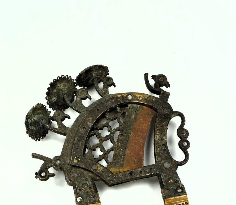 Sold at Auction: A metal gold inlaid betel nut cutter decorated with Naga  and gold lotus bud at handle