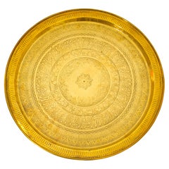 Mughal Indian Handcrafted Decorative Hammered Moorish Brass Tray