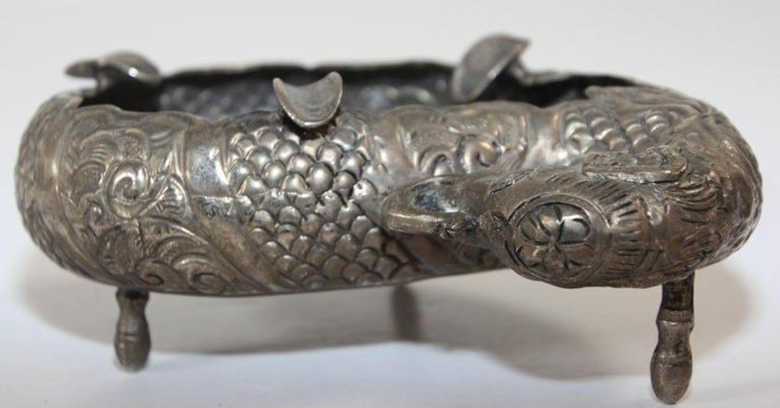 Mughal Indian Raj Style Elephant Shape Silver Ashtray For Sale 5