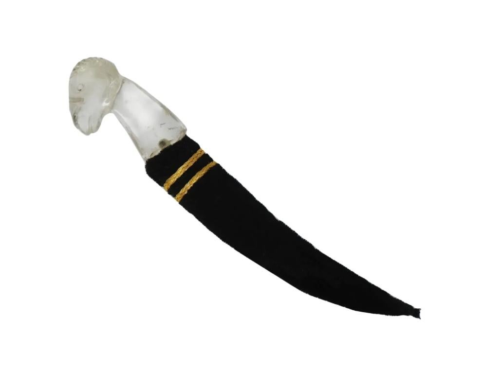Mughal Indian Rock Crystal Ram Khanjar Dagger In Good Condition For Sale In New York, NY