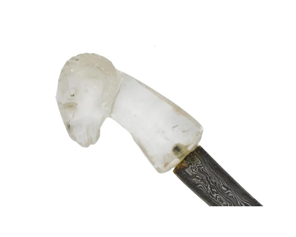 19th Century Mughal Indian Rock Crystal Ram Khanjar Dagger For Sale