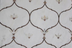 Mughal Lotus Inlaid White Marble Dining Table 'Top Only' by Stephanie Odegard