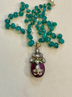 Mughal Magnificent Traditional Emerald Bead Rose Cut Diamond Vintage Necklace