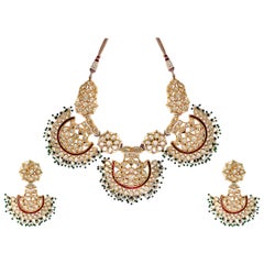 Mughal Magnificenct Traditional Kundan Polki Rose Cut Diamond 18 K Bridal Set