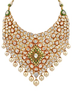 Mughal Magnificenct Traditional Kundan Polki Rose Cut Diamond 18 K Bridal Suite
