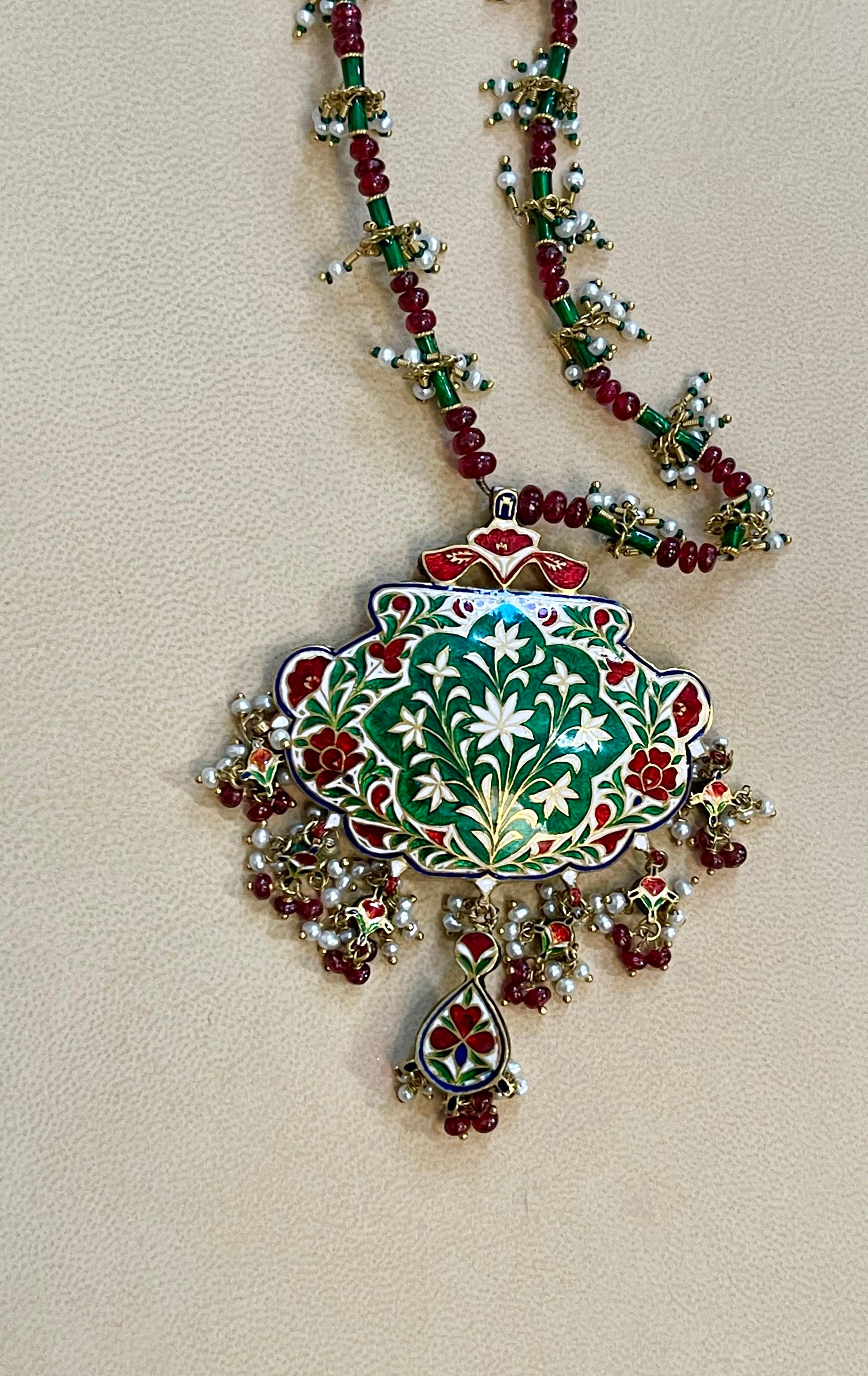 Mughal Magnificenct Traditional Kundan Polki Rose Cut Diamond Red Enamel Suite 9