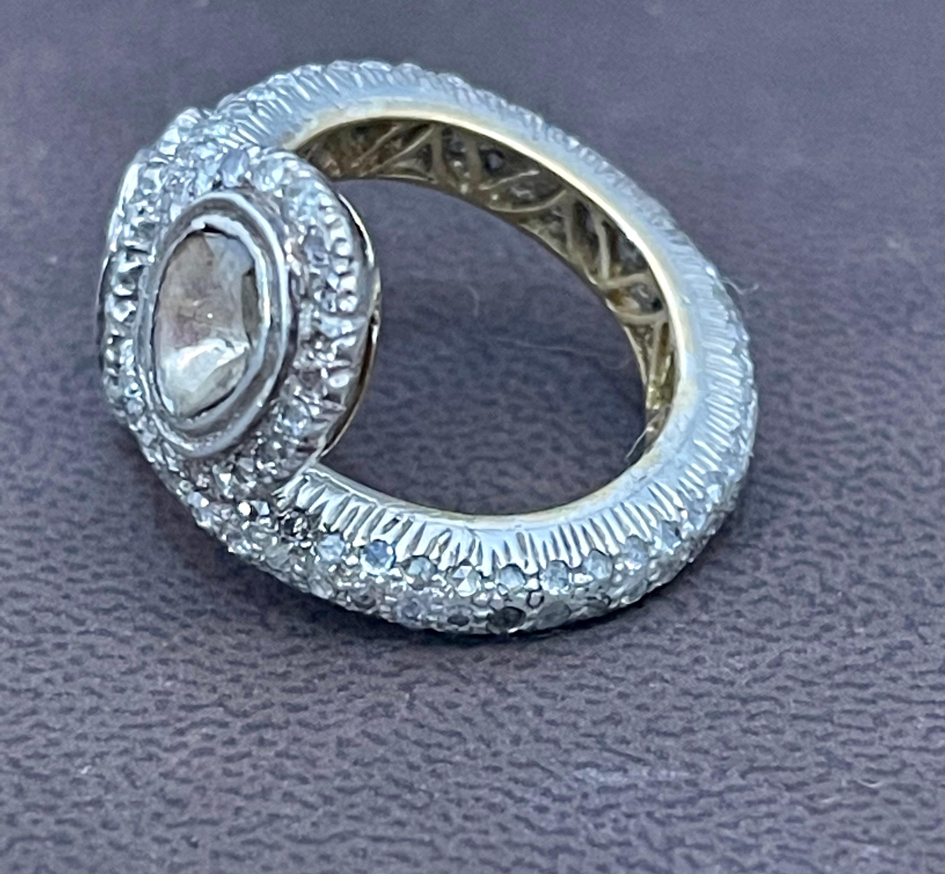 Women's Mughal Magnificenct Traditional Kundan Polki Rose Cut Diamond Ring Gold & 925 For Sale