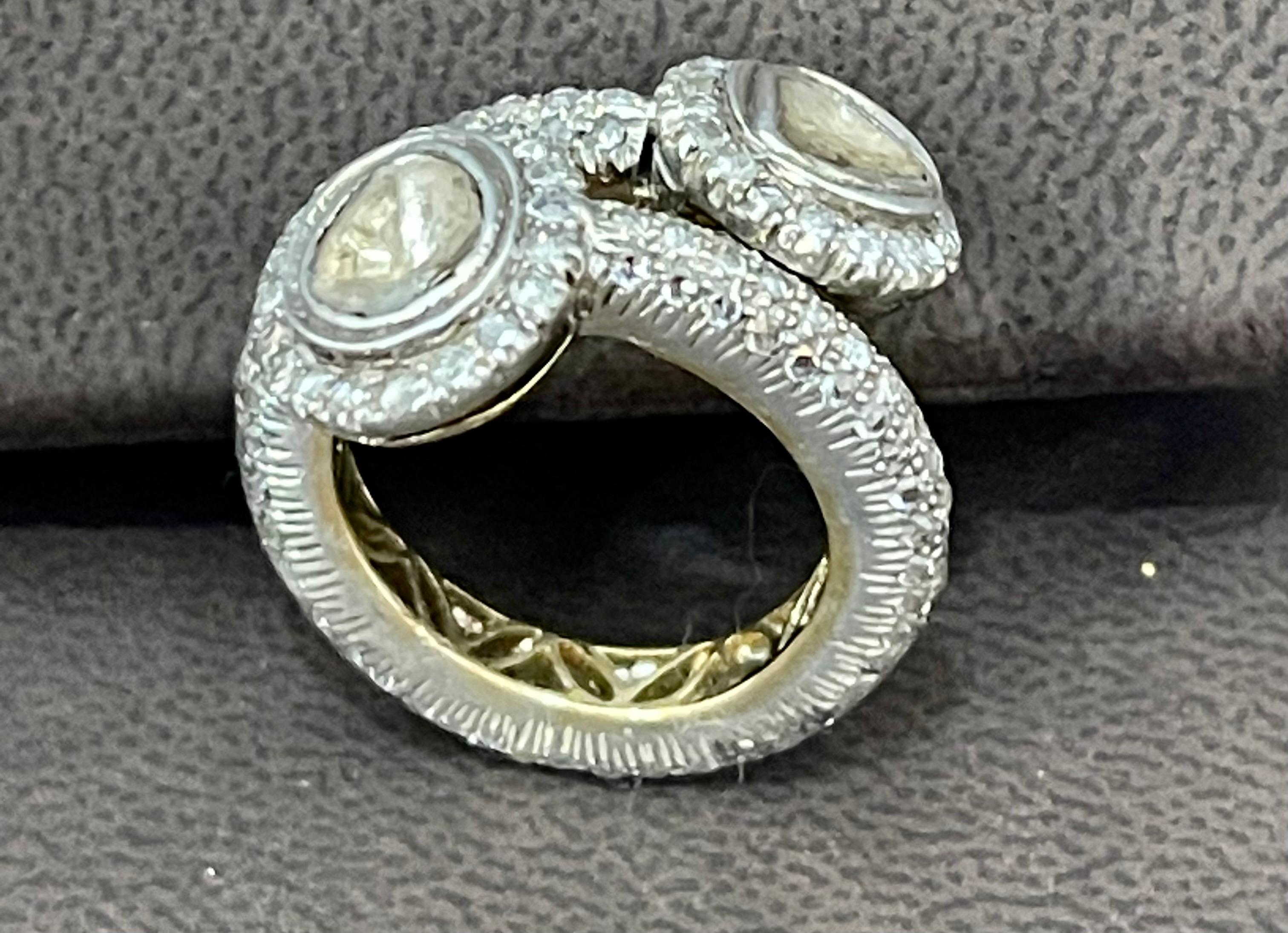 Mughal Magnificenct Traditional Kundan Polki Rose Cut Diamond Ring Gold & 925 For Sale 1