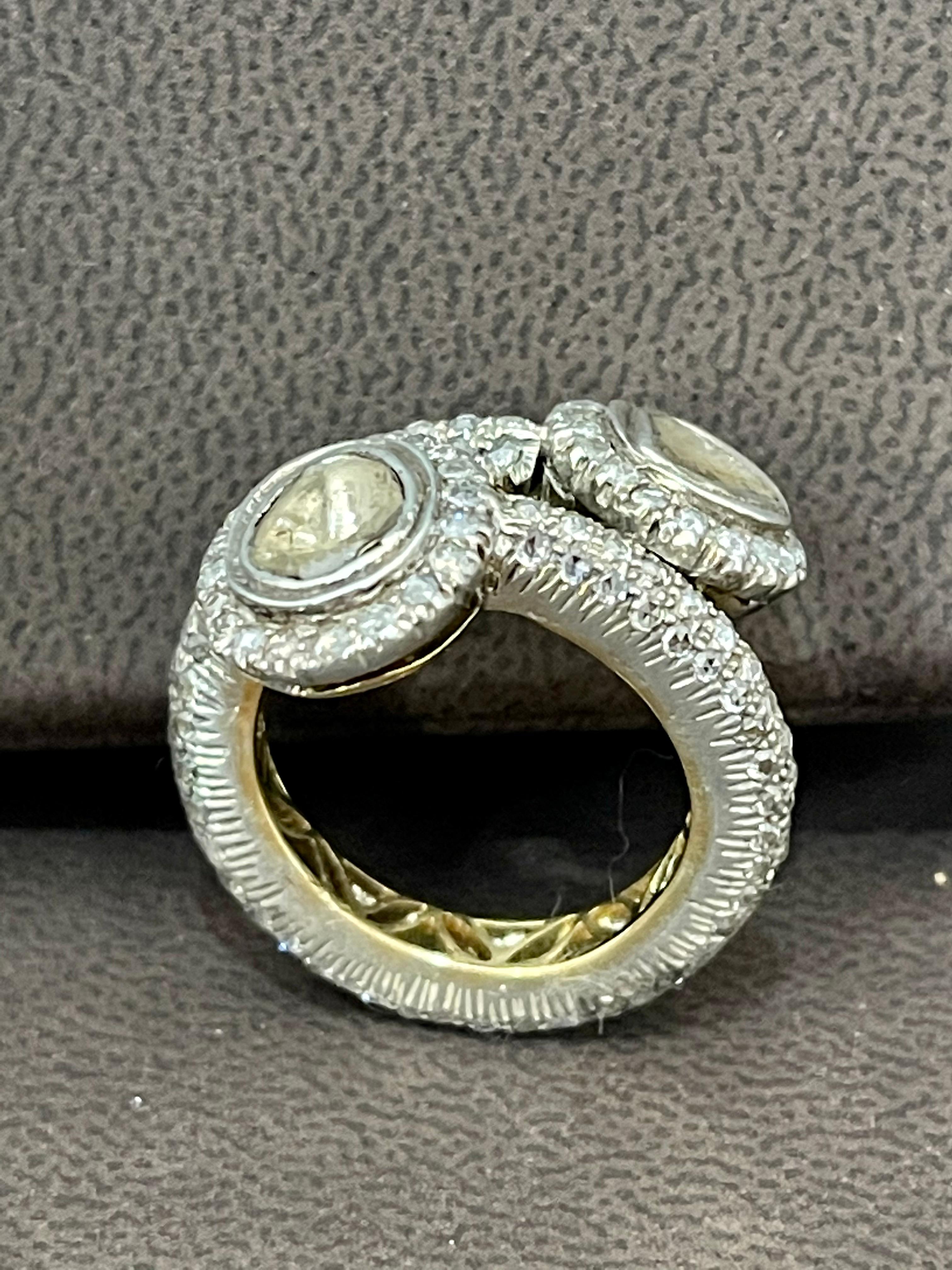 Mughal Magnificenct Traditional Kundan Polki Rose Cut Diamond Ring Gold & 925 For Sale 2