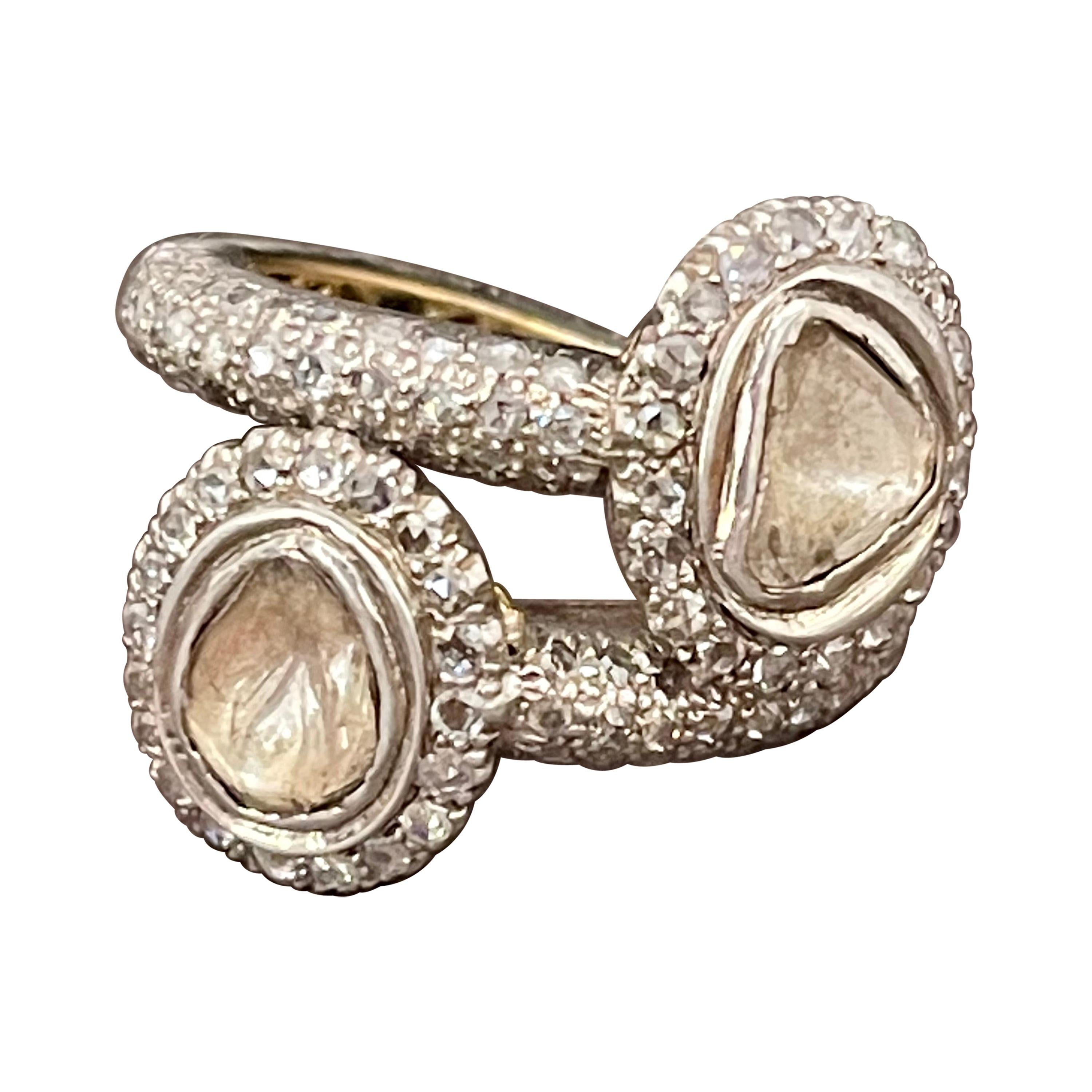 925 Sterling Silver Natural Rose Cut Diamond Ring Polki Diamond Jewelry 