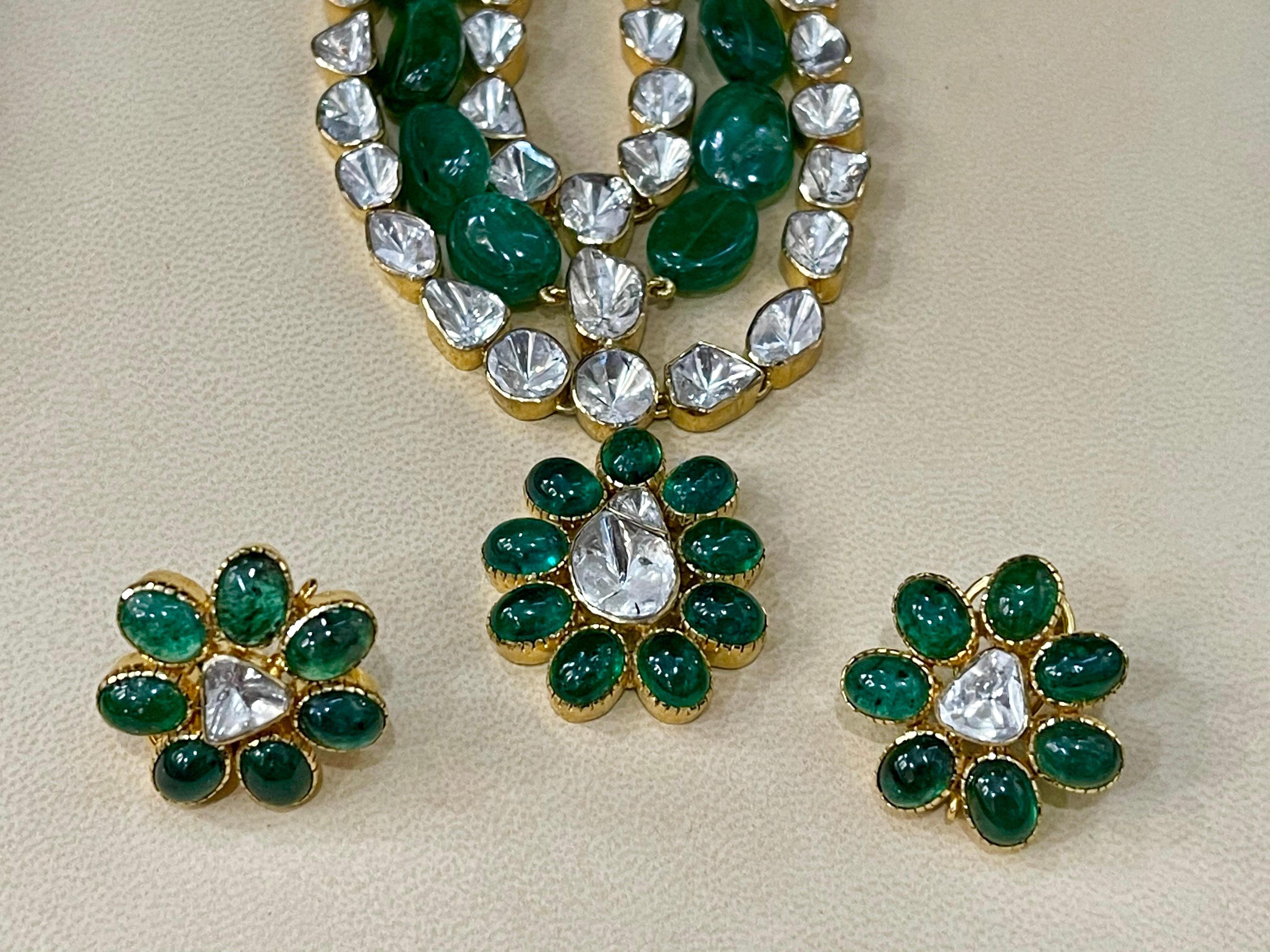 Mughal Magnificenct Traditional Rose Cut Diamond & Emerald 18 Kt YG Bridal Set 6