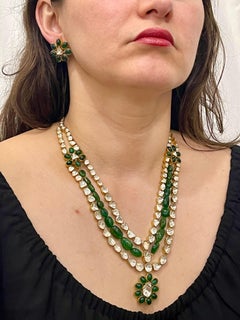 Mughal Magnificenct Traditional Rose Cut Diamond & Emerald 18 Kt YG Bridal Set
