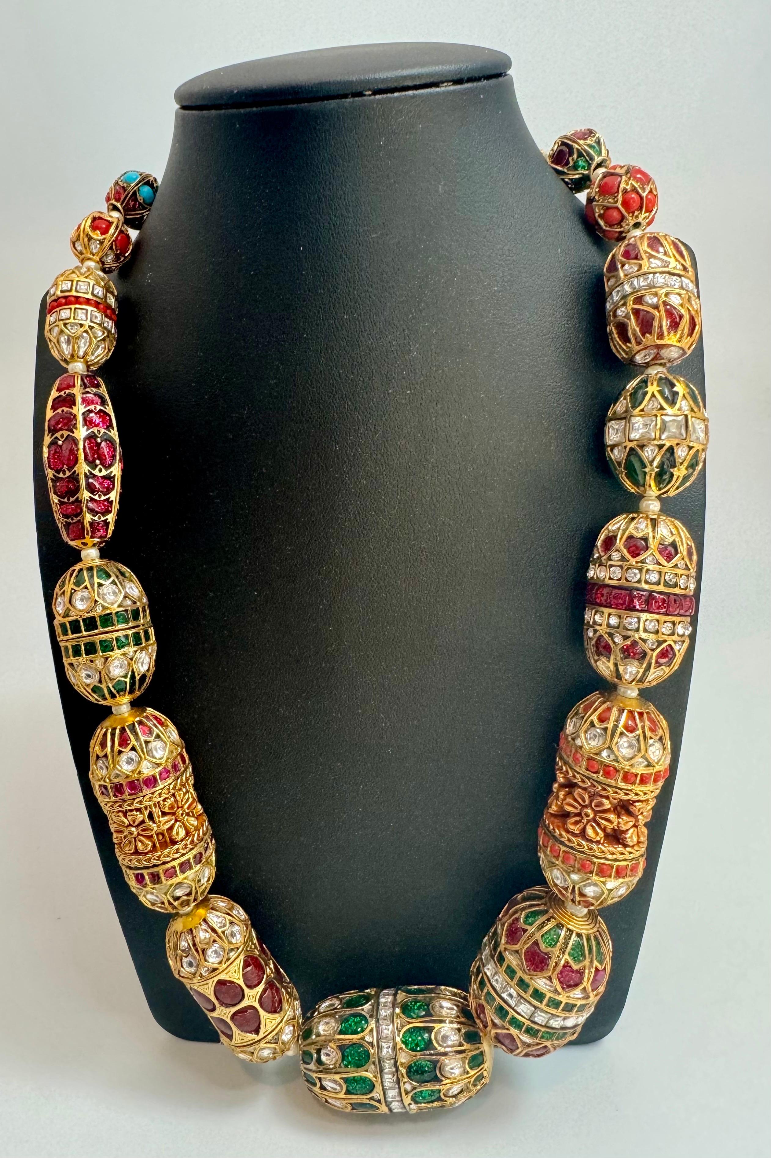 Men's Mughal Magnificent Traditional Bead & Cabochon Multi Color Vintage Necklace For Sale