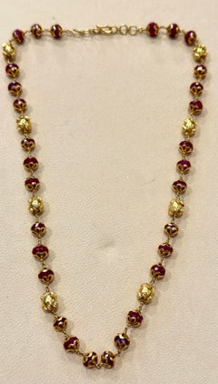 Mughal Magnificent Traditional  Natural Ruby  Bead 22 Kt Y Gold Vintage Necklace