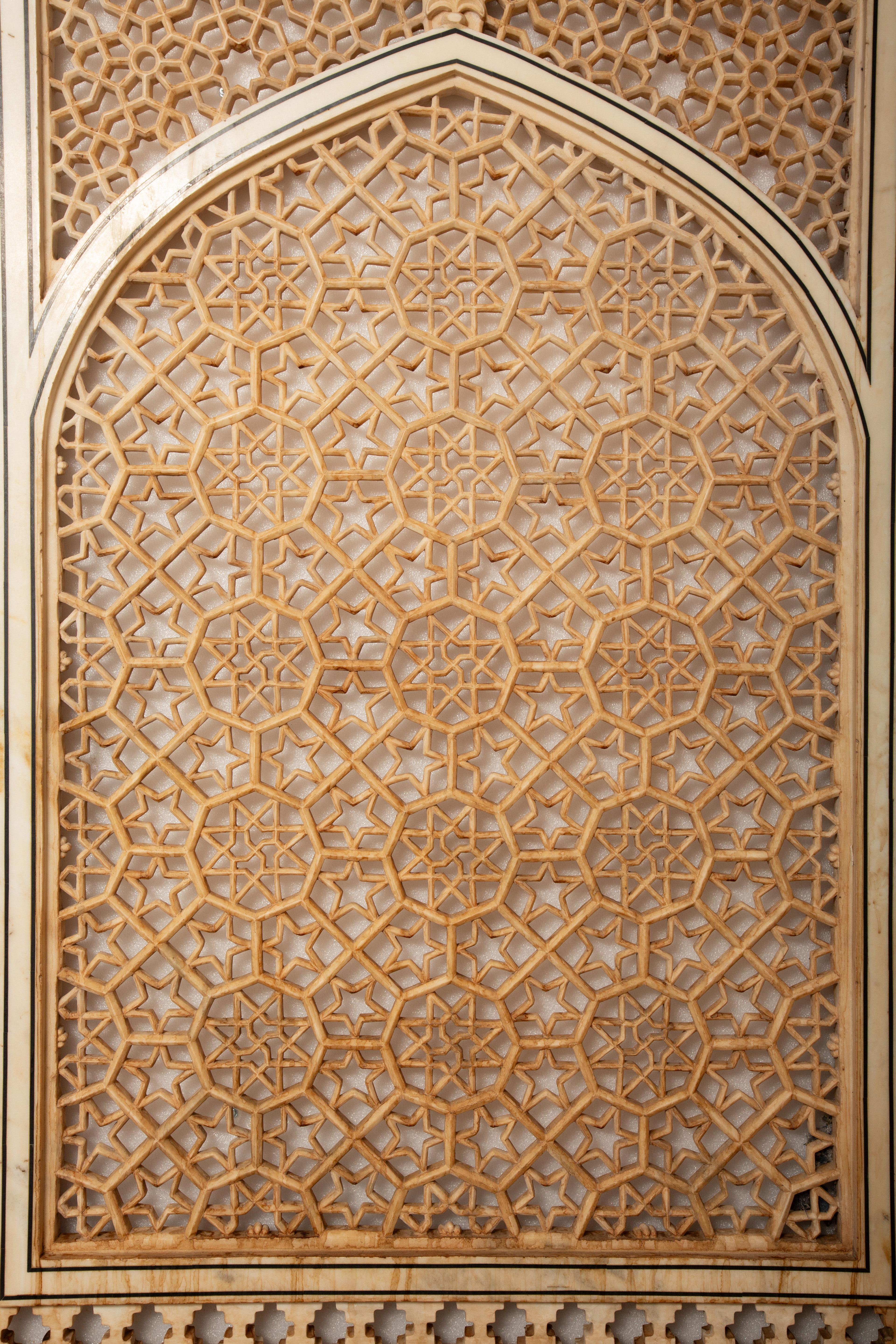 Agra Mughal Majesty: Carved Marble Jali Screen/Window 73.25