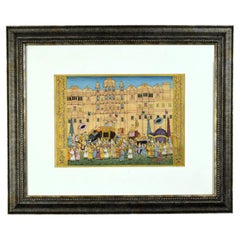 Miniatura Mughal raffigurante l'imperatore Shah Jahan davanti al Forte Rosso, XX secolo