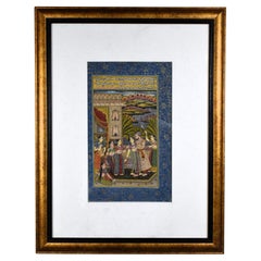 Antique Mughal miniature depicting Mughal Emperor Shah Jahan in his harem, 19th Century