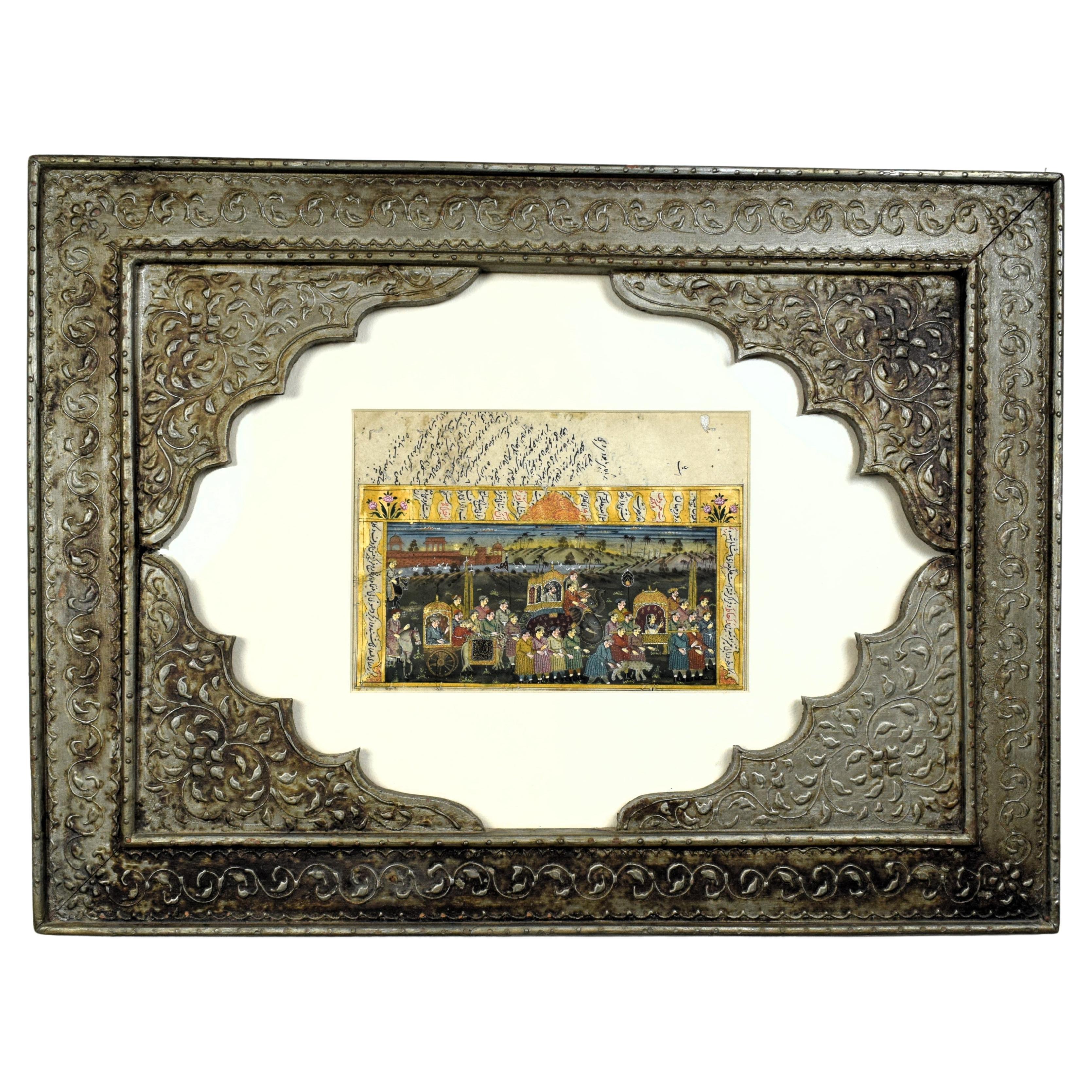 Mughal miniature of Shah Jahan and Mumtaz Mahal, Late 19th Century For Sale