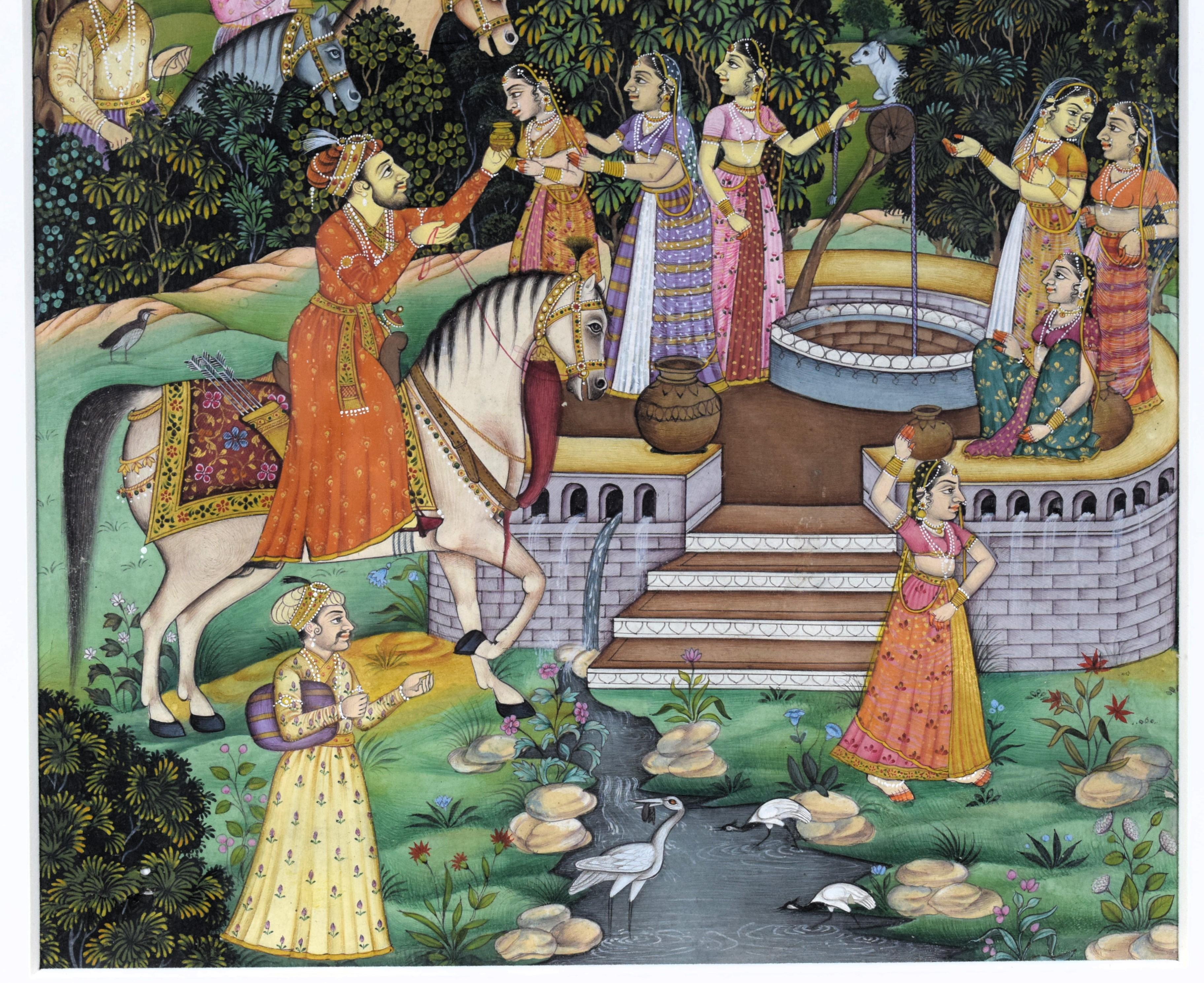 Miniatura mogol de Shah Jahan en  un Paseo de Ocio, Siglo XIX Indio en venta