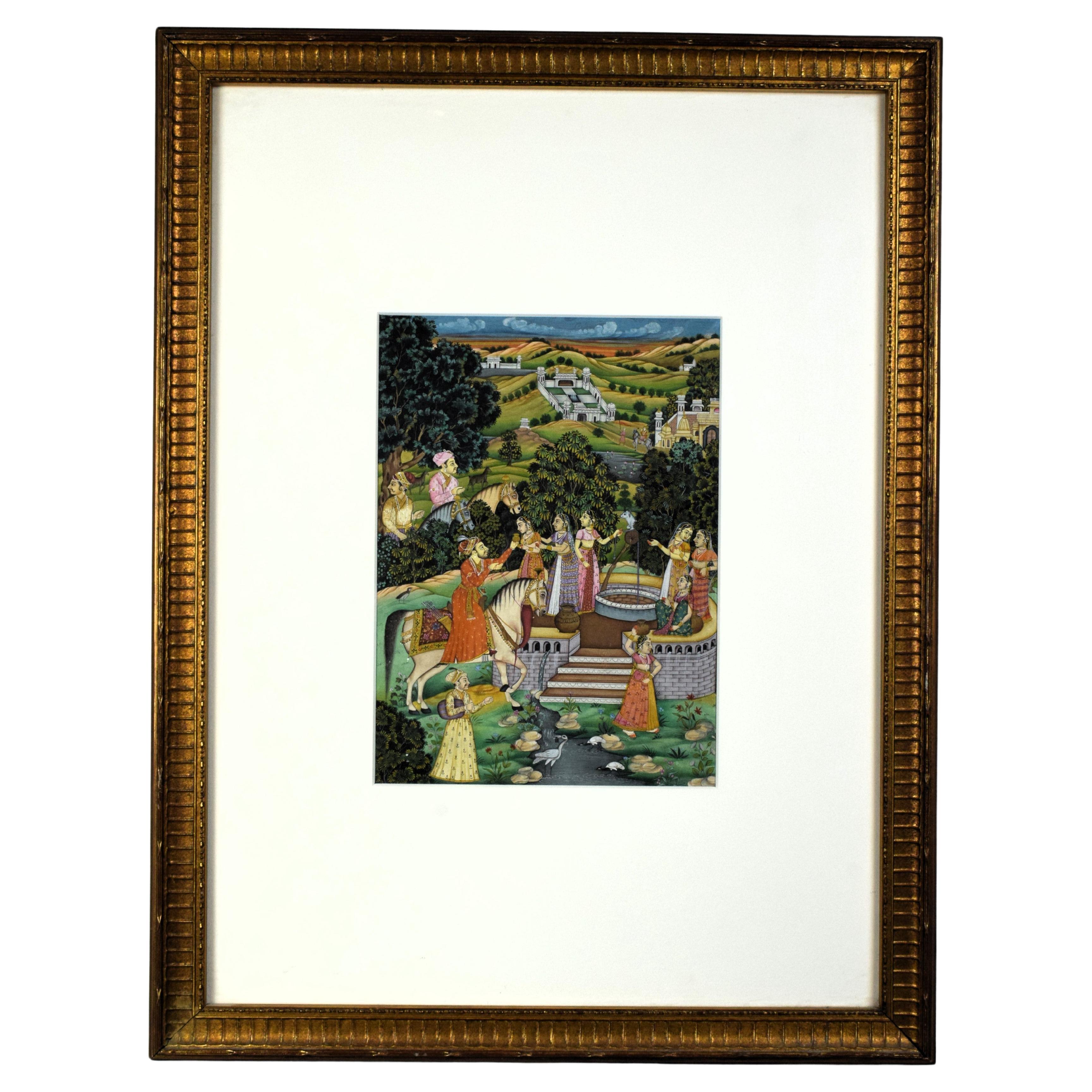 Which miniature painting is from Mughal school?