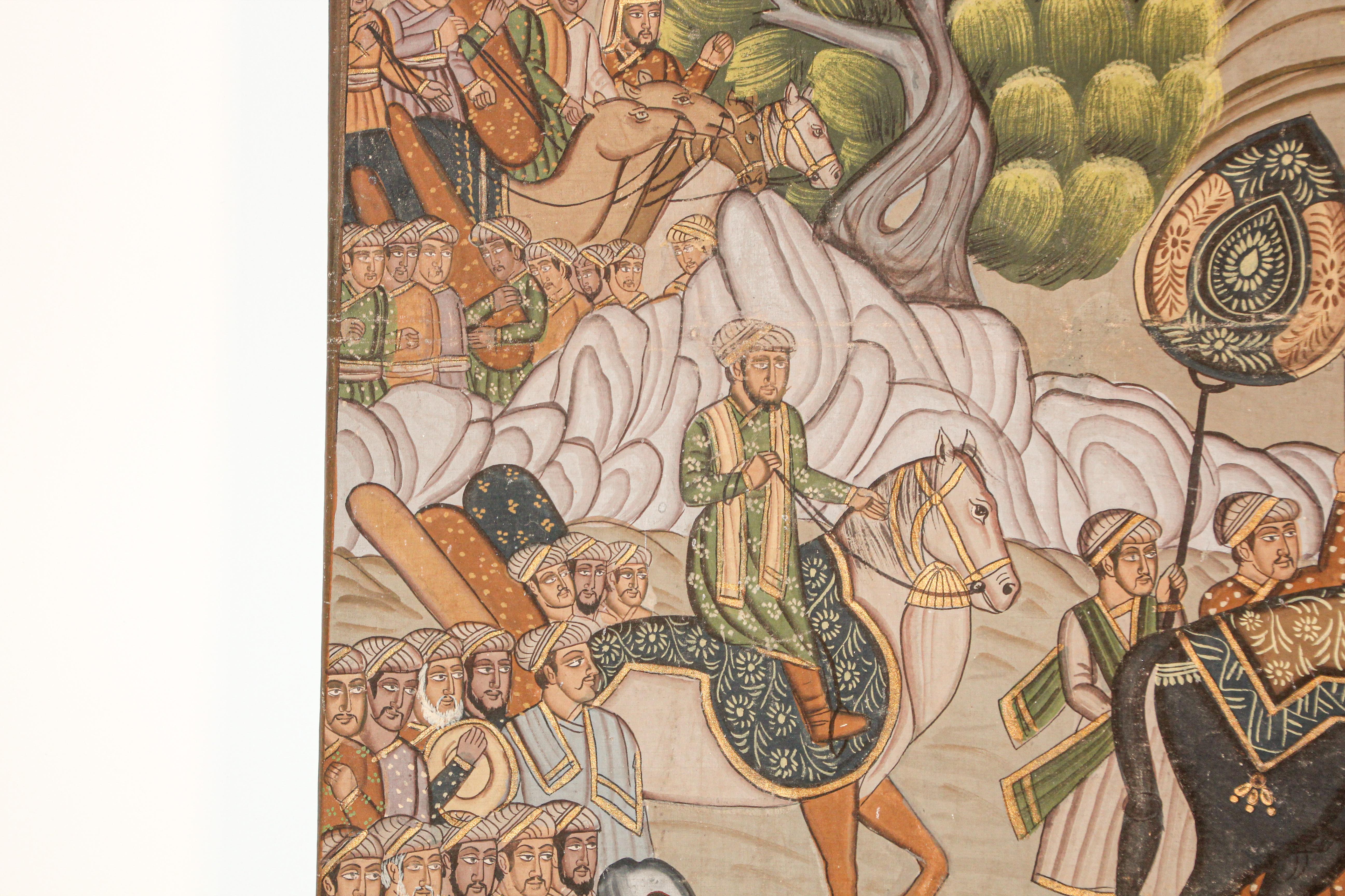 Mughal Silk Painting of a Maharaja Royal Procession 3