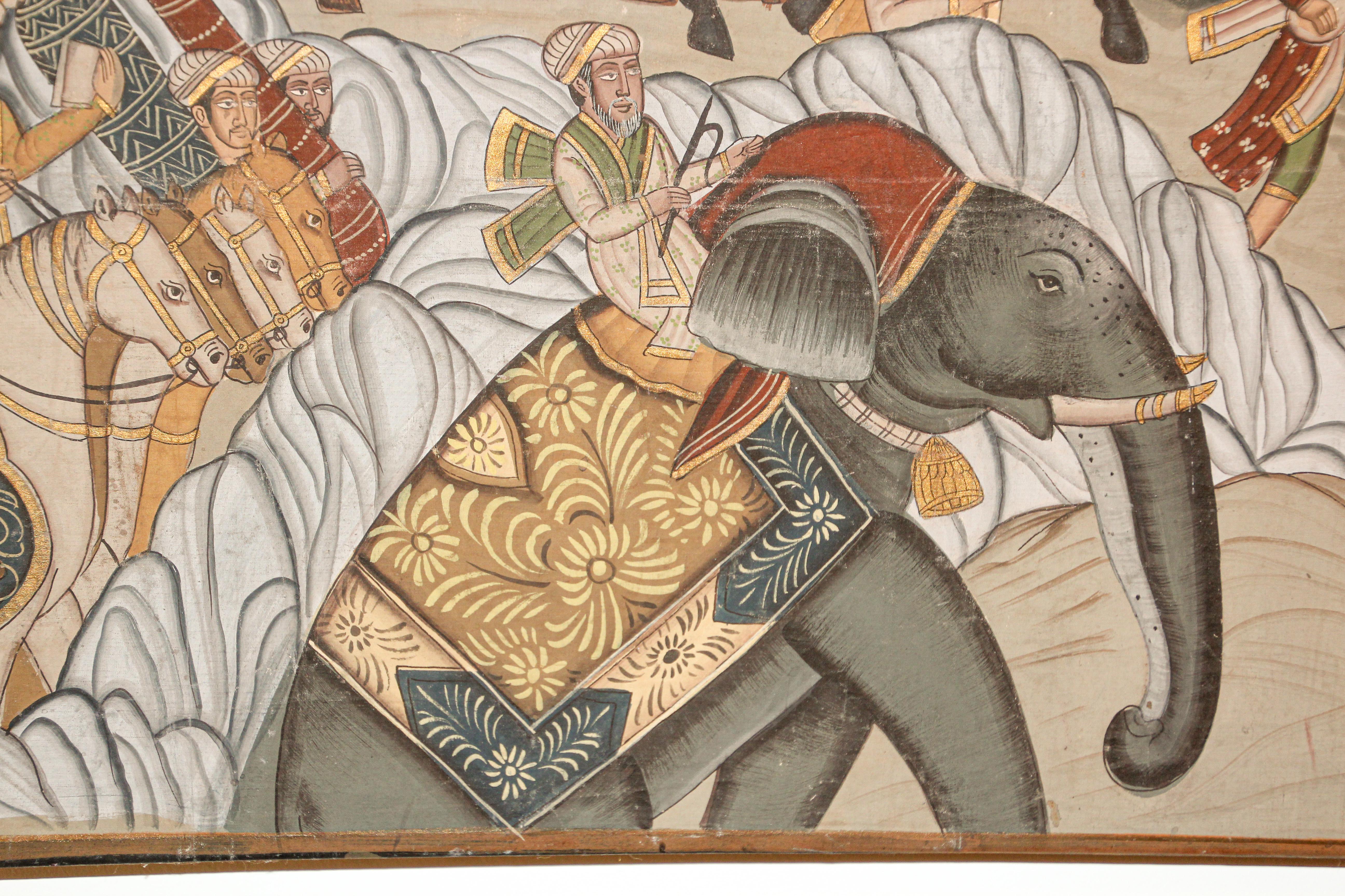 Mughal Silk Painting of a Maharaja Royal Procession 5