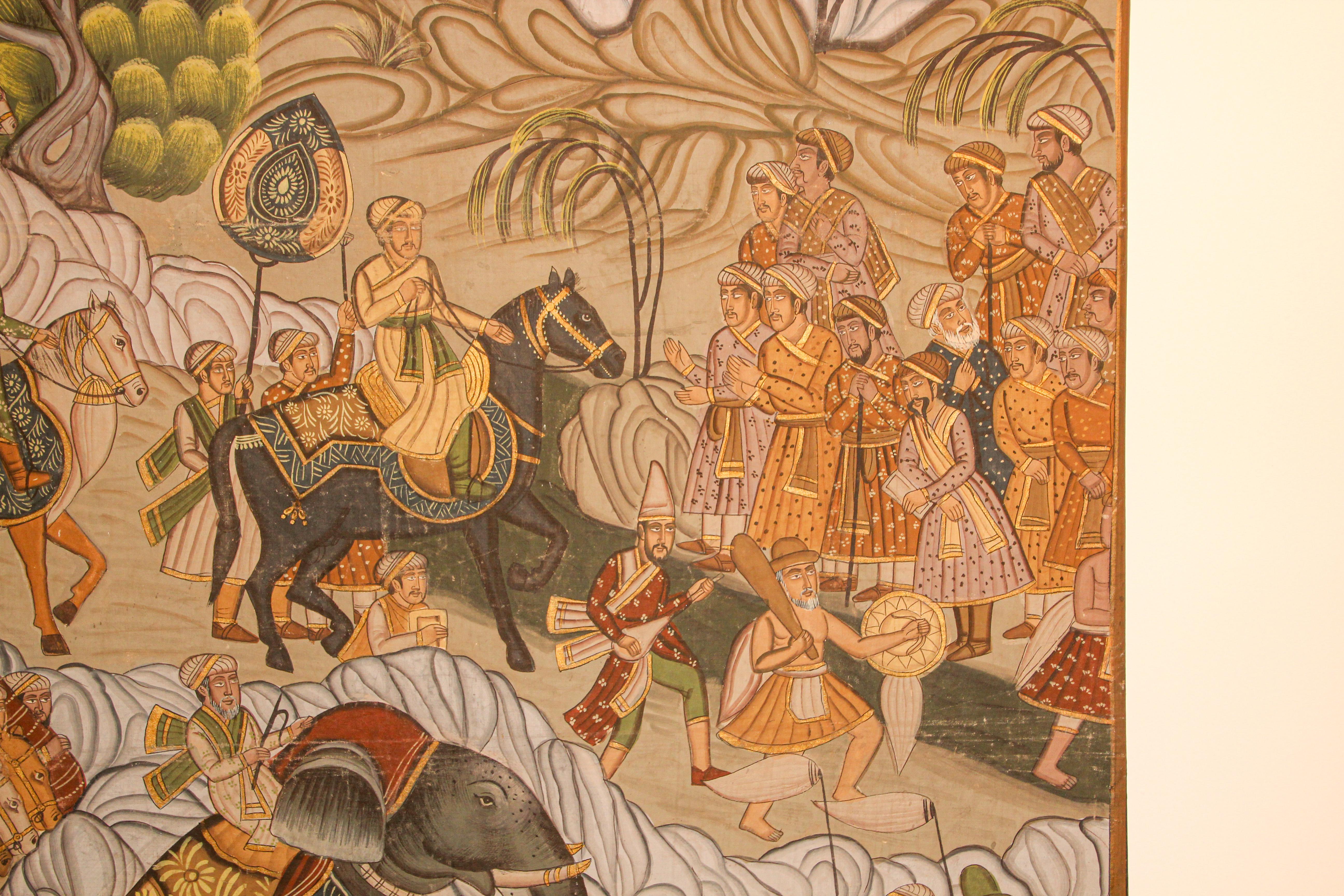 Mughal Silk Painting of a Maharaja Royal Procession 6