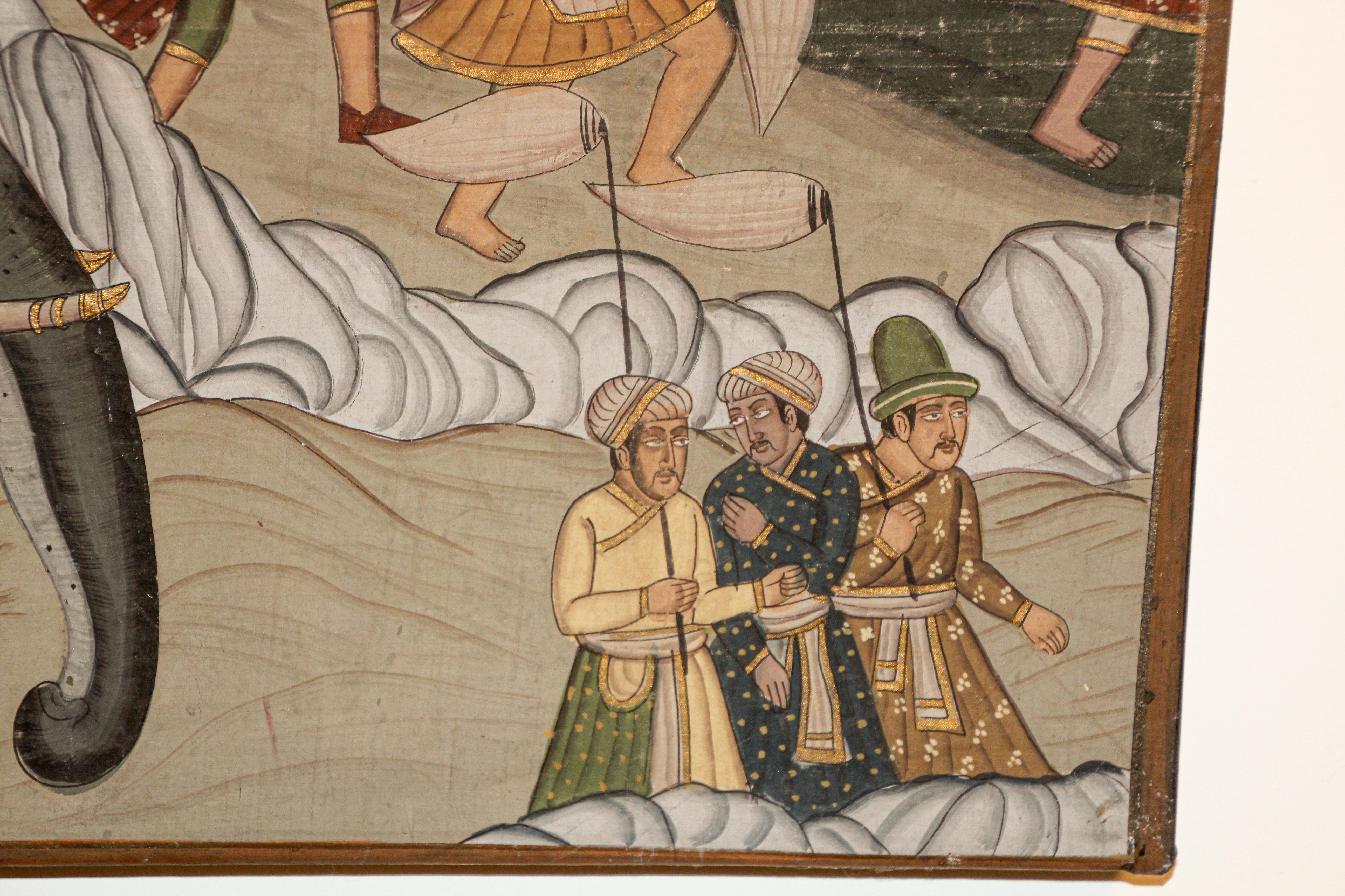 Mughal Silk Painting of a Maharaja Royal Procession 8