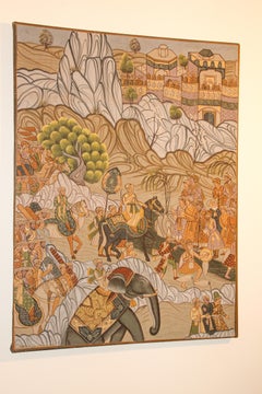 Mughal Silk Painting of a Maharaja Royal Procession