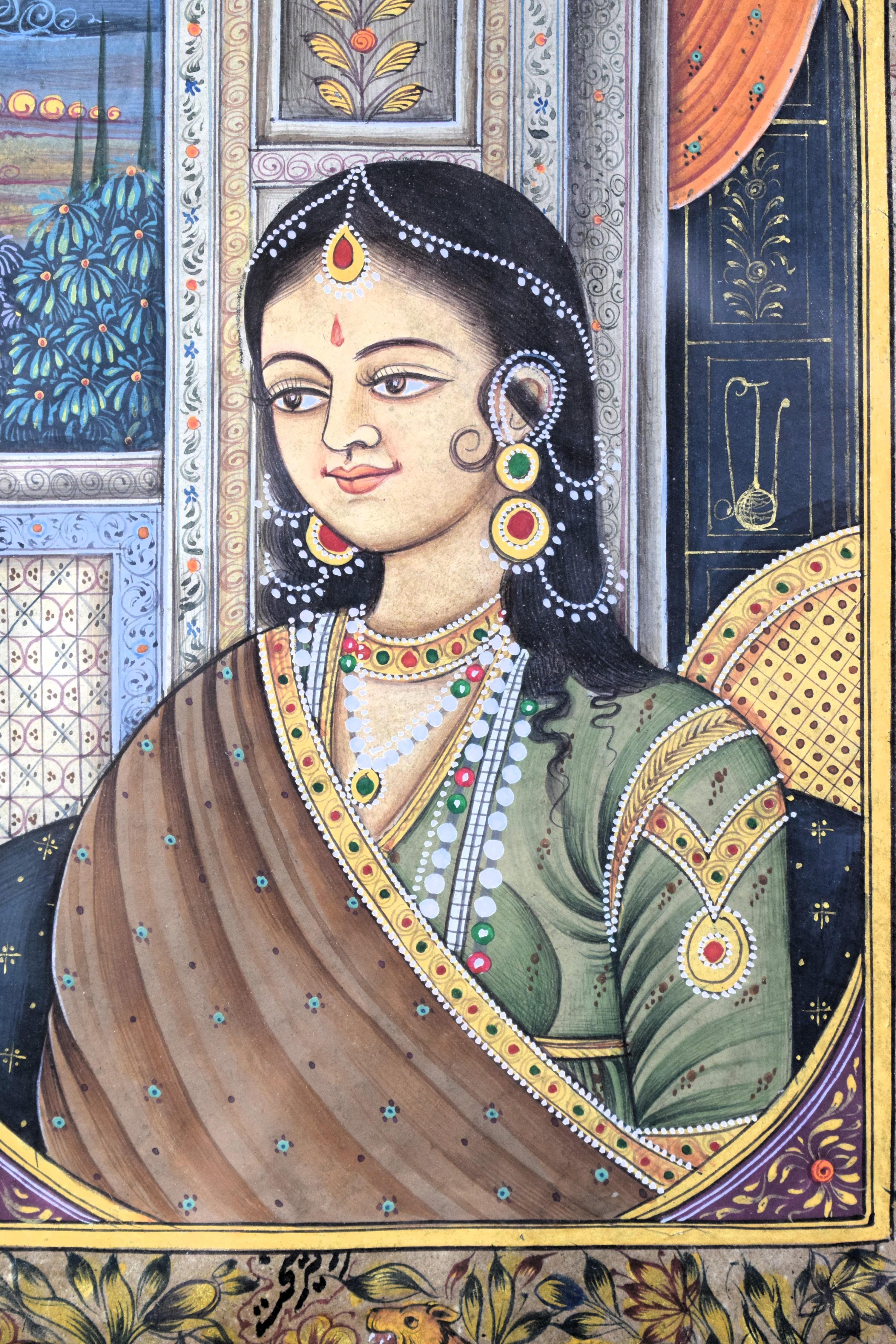 Miniatur-Porträt des Moghul-Kaisers Akbar und Jodha Bai, 19. im Zustand „Gut“ im Angebot in Islamabad, PK